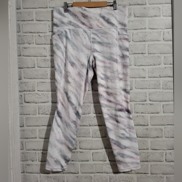EUC Athleta Salutation Stash Pocket II 7/8 Tight White Marble size L - Picture 2 of 10